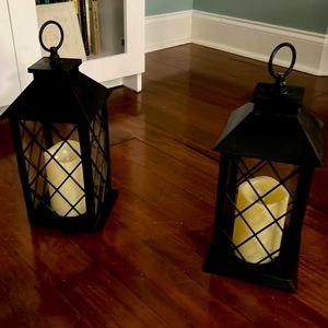 Black lanterns easy to hang great for outdoors